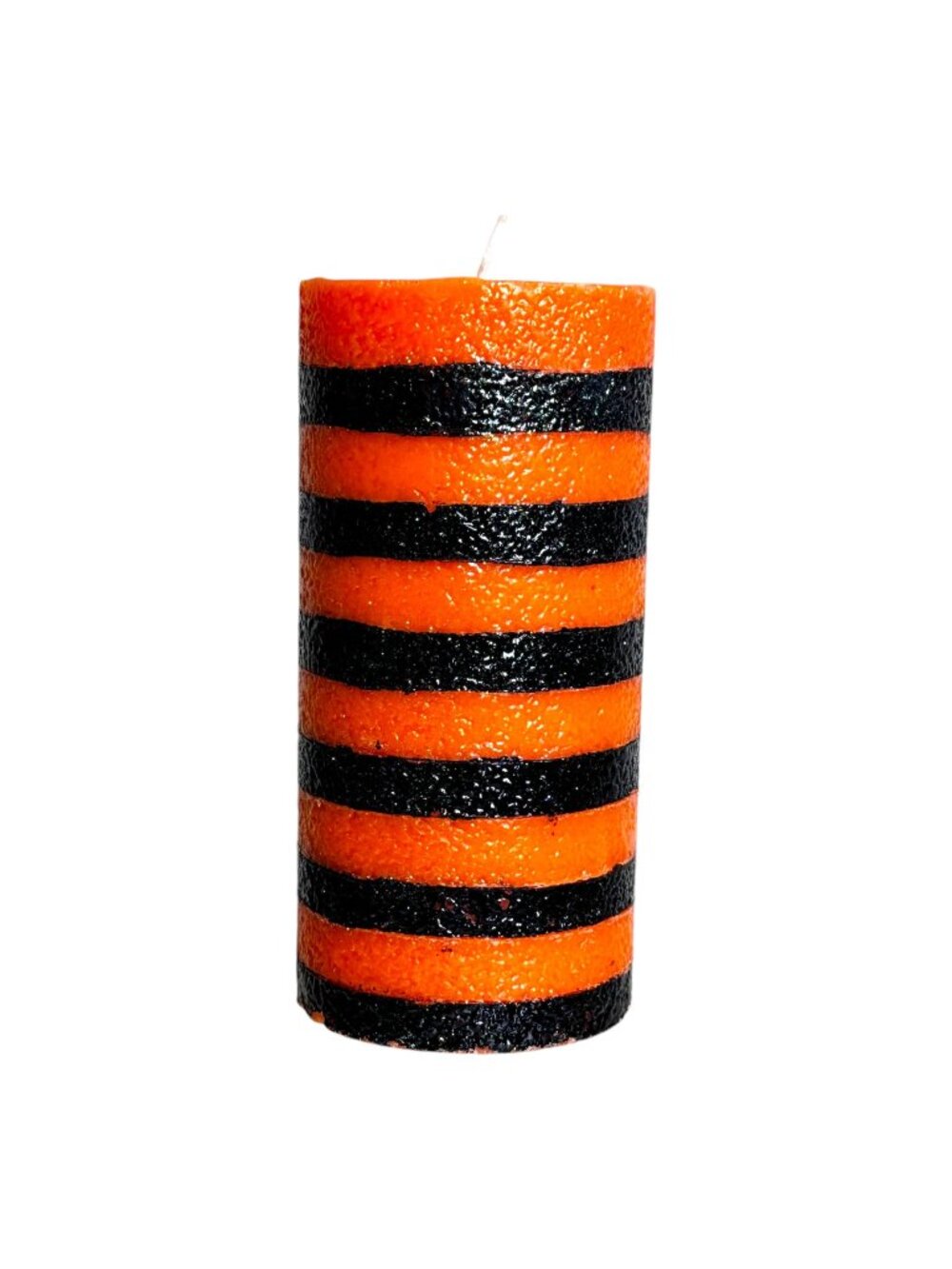 Orange & Black Striped Pillar Candle - 6" Tall 2.5" Diameter - Halloween Decorat
